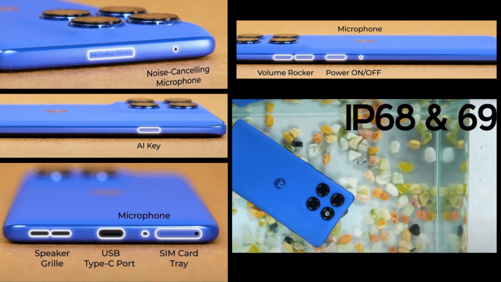 Ports, Button & Sensors design in Moto Edge 60 Pro – part of Advanced Camera Setup & stylish body.