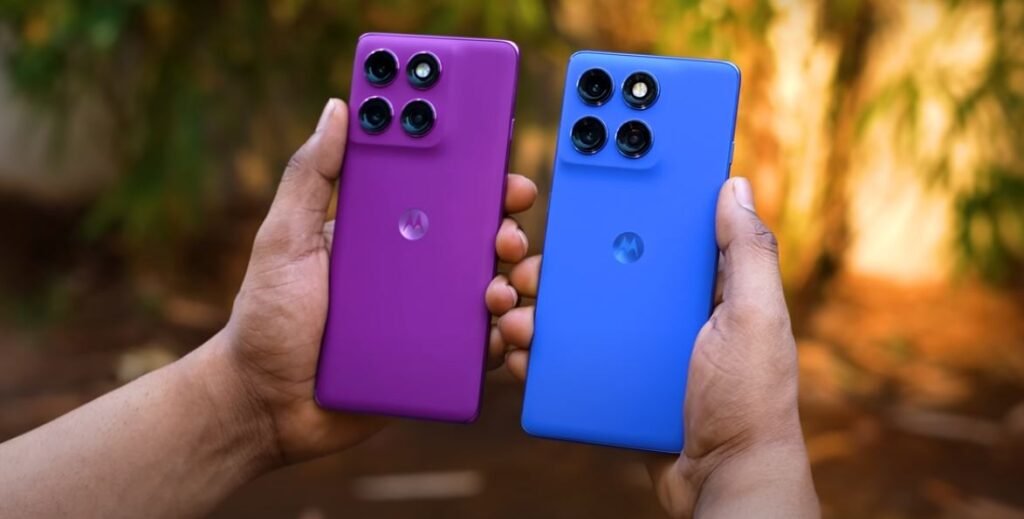 Sleek Moto Edge 60 Pro smartphone in Midnight Blue, showcasing premium design for Moto Edge 60 Pro review.