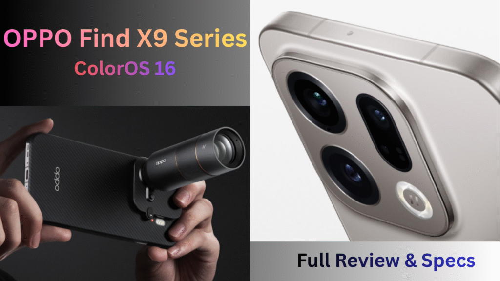 OPPO Find X9 rear camera module and detachable lens accessory merged into a dynamic YouTube thumbnail showcasing advanced smartphone photography and design.